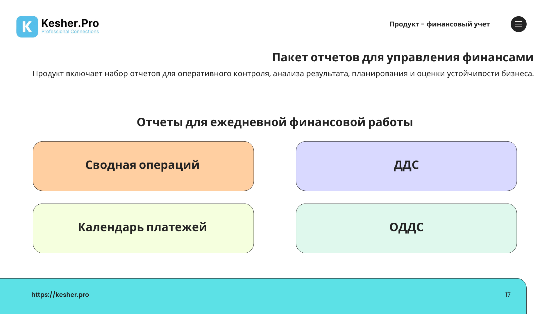 KESHER.PRO — Финансовый учёт ПРО — слайд 17