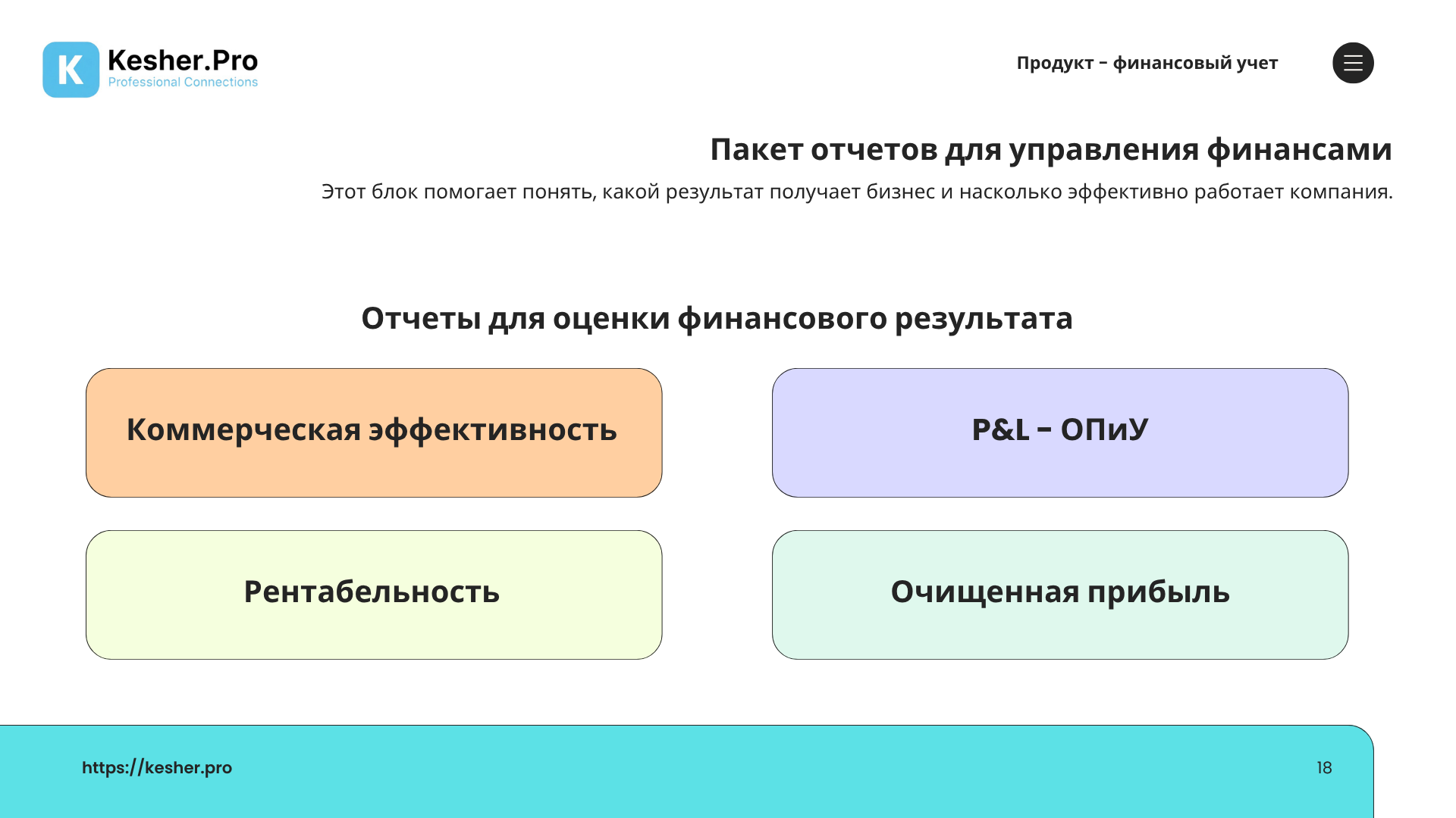 KESHER.PRO — Финансовый учёт ПРО — слайд 18